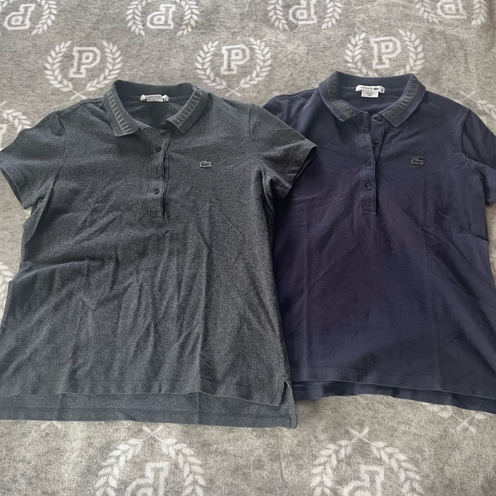 Lacoste Women's Polo Shirts 2 Pack Dark Gray Navy‎ Blue Size 38
